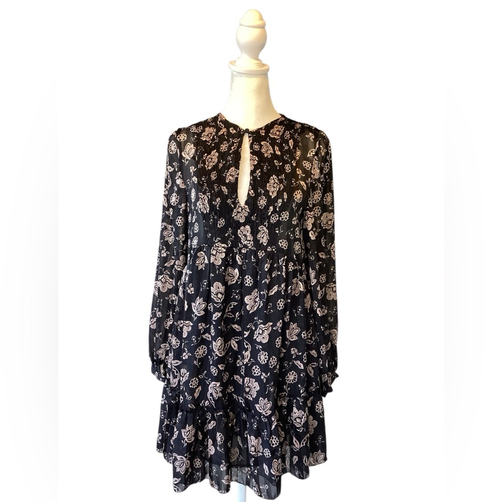 Zara Floral Black and Tan Dress - Picture 4 of 8